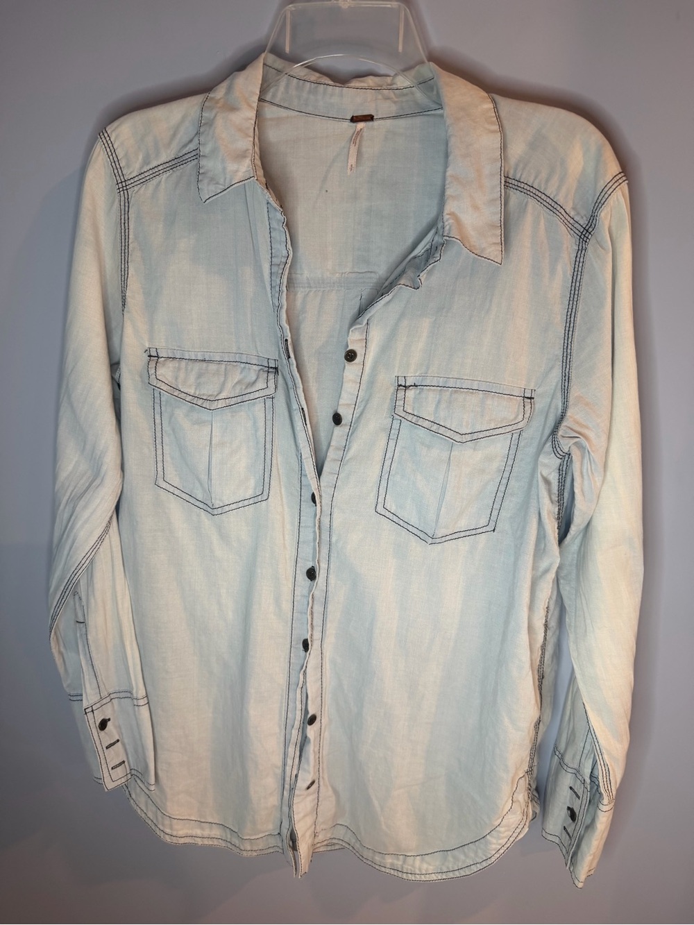 Free People "Last Chance" chambray button down S